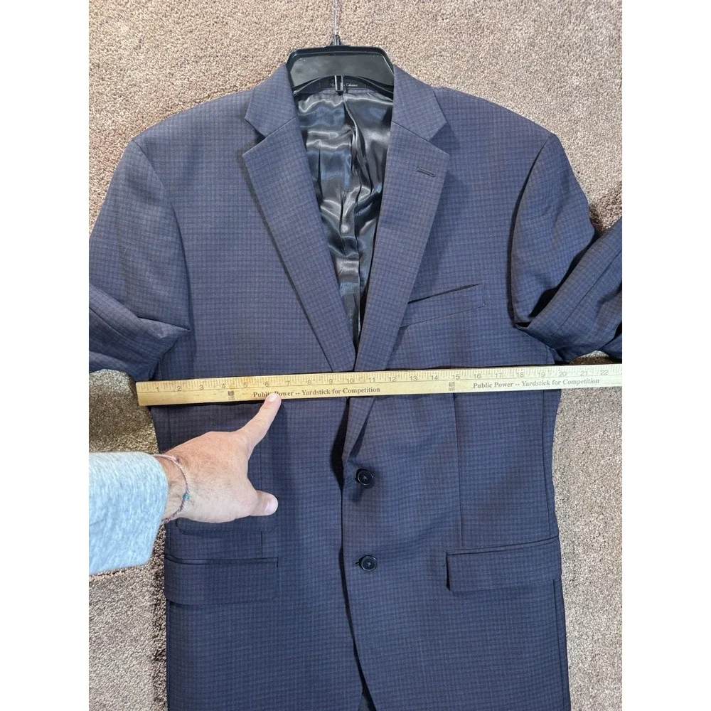 CALVIN KLEIN Mens Blue Black Check Two button Sport Coat Suit Jacket blazer 42 B
